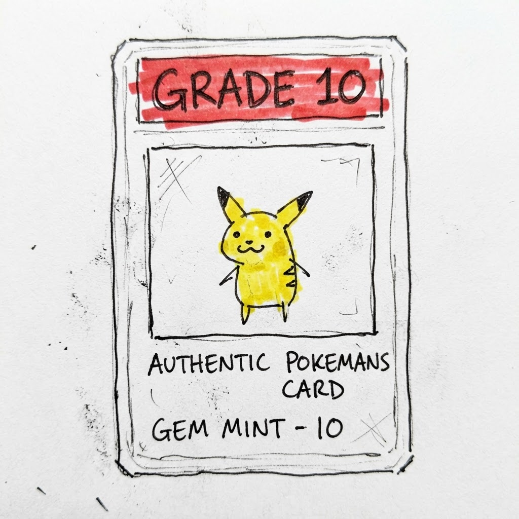 Doodle of a graded trading card slab