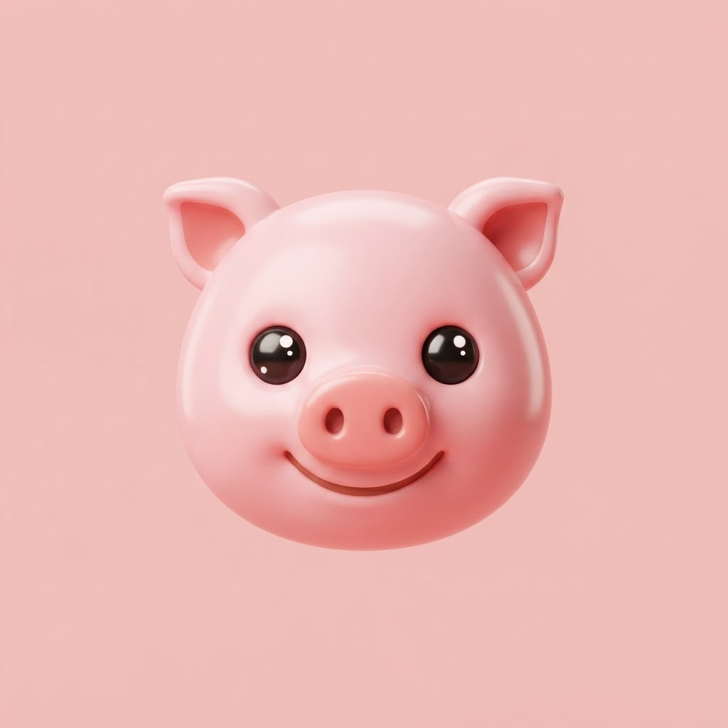 A glossy 3D pink pig — the $JPEG mascot
